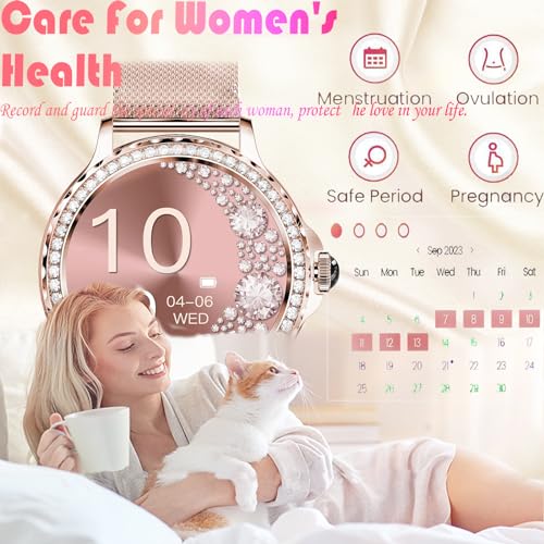 Diamond-studded Smart Watch for Women: Answer Calls, Fitness Tracker