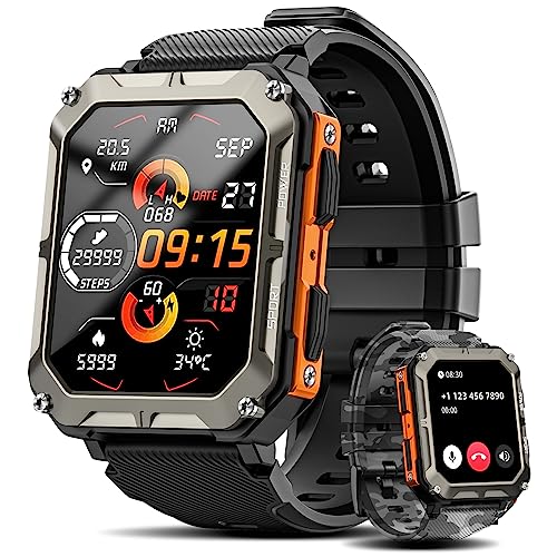 Men's Military Smartwatch with Blood Pressure, Call Feature