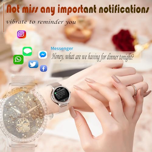 Diamond-studded Smart Watch for Women: Answer Calls, Fitness Tracker