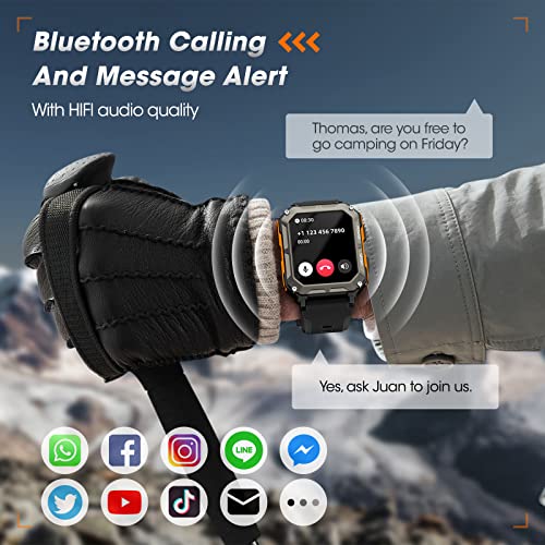 Men's Military Smartwatch with Blood Pressure, Call Feature