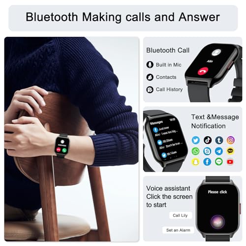 Fitness Smart Watch: Make Calls, Monitor Health & Steps