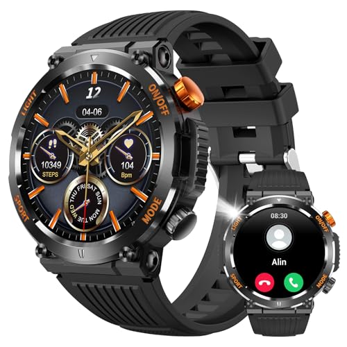 Men's Military Smartwatch with Call Feature, Waterproof Outdoor Tracker