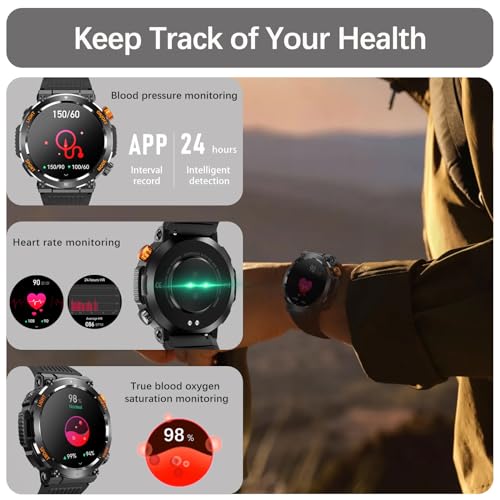 Men's Military Smartwatch with Call Feature, Waterproof Outdoor Tracker