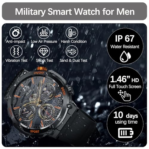 Men's Military Smartwatch with Call Feature, Waterproof Outdoor Tracker