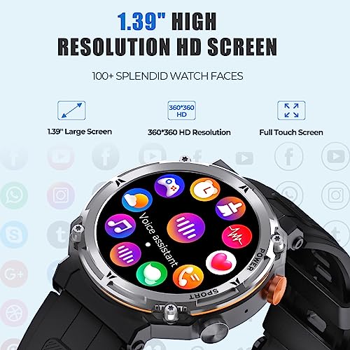 VIRAN Military Smart Watch for Men, Bluetooth Call, IP68