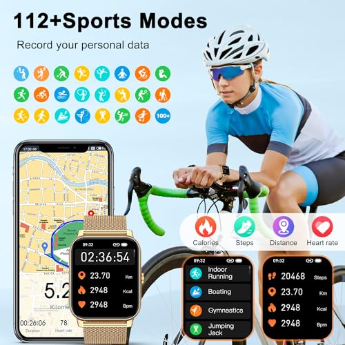 Gold Smartwatch for Women Fitness Tracker: Make/Answer Call, Heart Rate Monitor