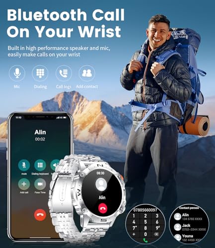 Men's Military Smartwatch with Answer/Dial Calls & Fitness Tracker