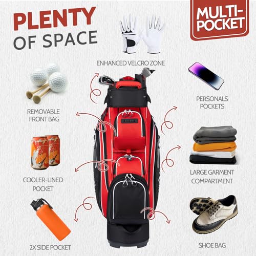 14-Way Pro Golf Cart Bag for Men with Rain Cover