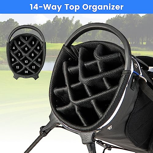 Tangkula Golf Stand Bag with 14 Dividers, Blue