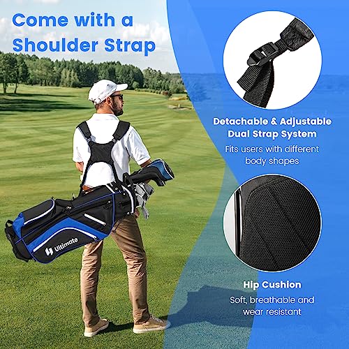 Tangkula Golf Stand Bag with 14 Dividers, Blue