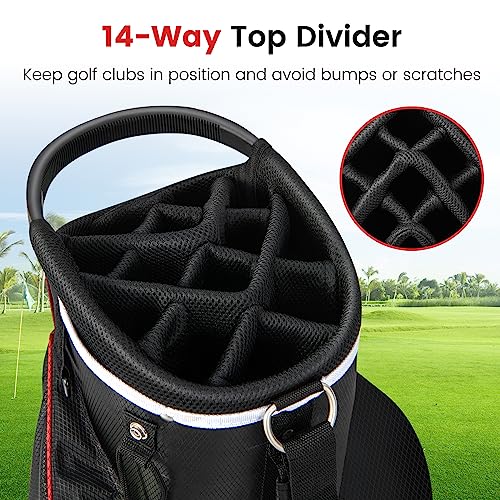Goplus Golf Cart Bag 14-Way Top Dividers Bluetooth