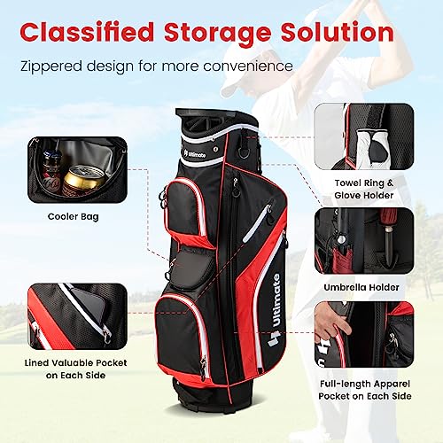 Goplus Golf Cart Bag 14-Way Top Dividers Bluetooth