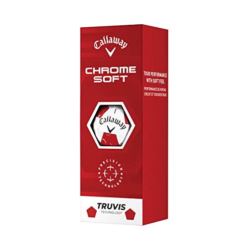 2022 Callaway Chrome Soft Golf Balls, White/Red Truvis