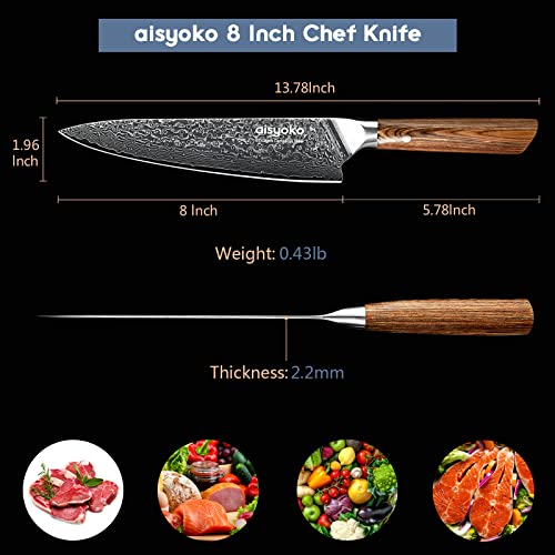 Ergonomic Damascus Chef Knife 8-Inch With Luxury Gift Box