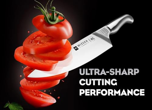 WIZEKA 15PCS Kitchen Knife Set, Professional Sharpener, Starry Sky