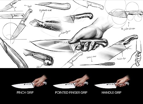 WIZEKA 15PCS Kitchen Knife Set, Professional Sharpener, Starry Sky