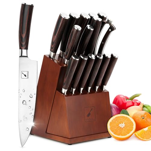 Imarku 16-Piece Premium Knife Set with Block
