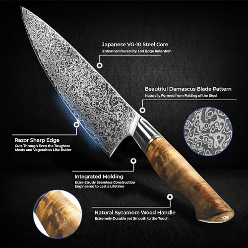 Damascus Kitchen Knife Set - 67-Layer Japanese Steel