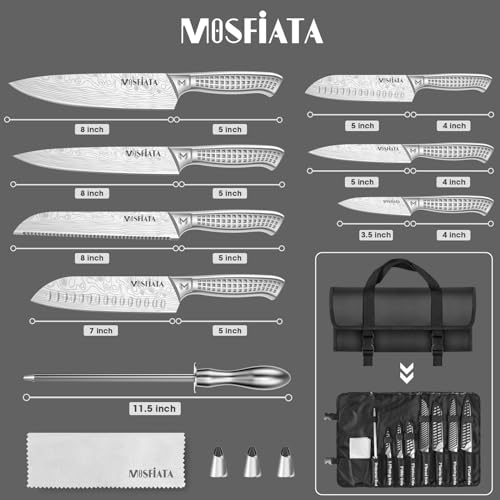 MOSFiATA 12 Pcs Japanese Stainless Steel Kitchen Knife Set
