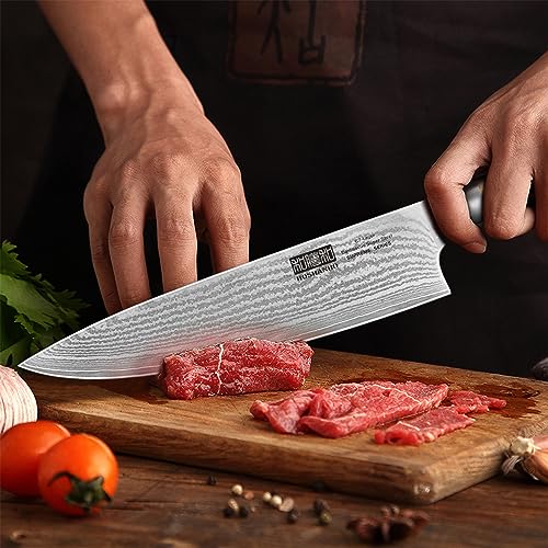 Professional Damascus Chef Knife Set with Ergonomic Handle