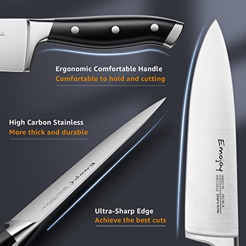 Emojoy 18-Piece Kitchen Knife Set with Wooden Block