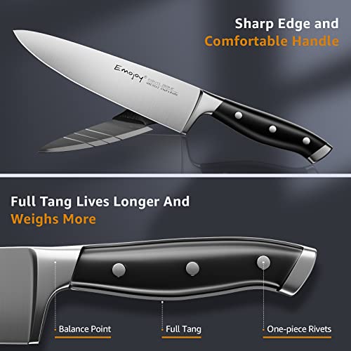 Emojoy 18-Piece Kitchen Knife Set with Wooden Block