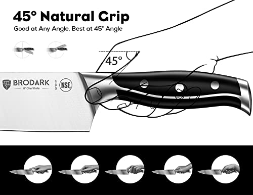 BRODARK 15-Piece Professional Chef Knife Set with Sharpener