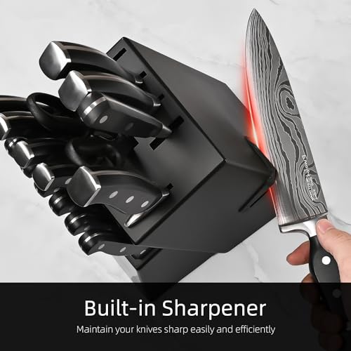 Emojoy 18-Piece Kitchen Knife Set with Block