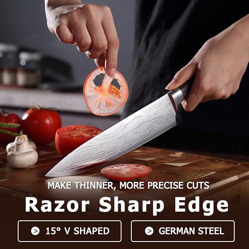 PAUDIN 14-Piece Kitchen Knife Set with Block