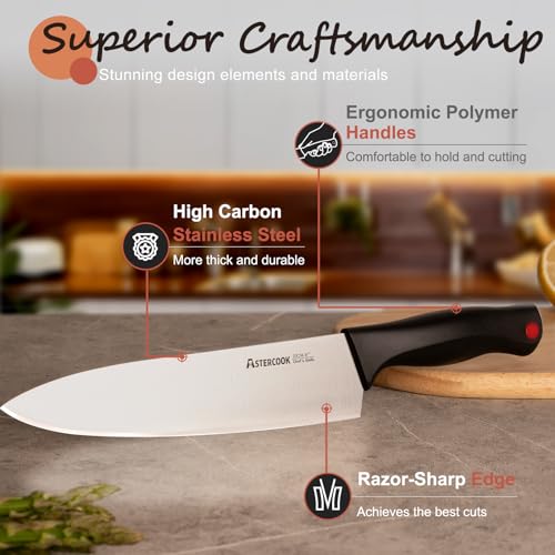 21-Piece Astercook Kitchen Knife Set with Sharpener Block
