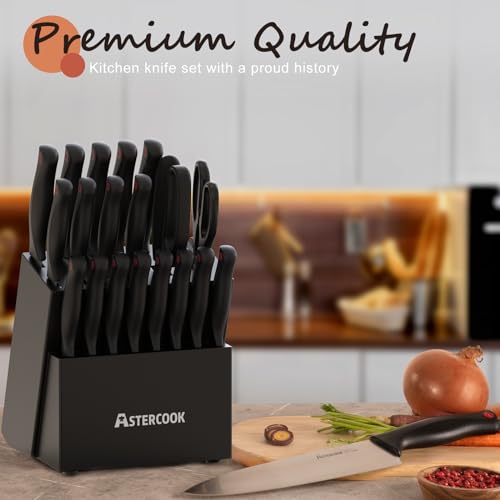 21-Piece Astercook Kitchen Knife Set with Sharpener Block