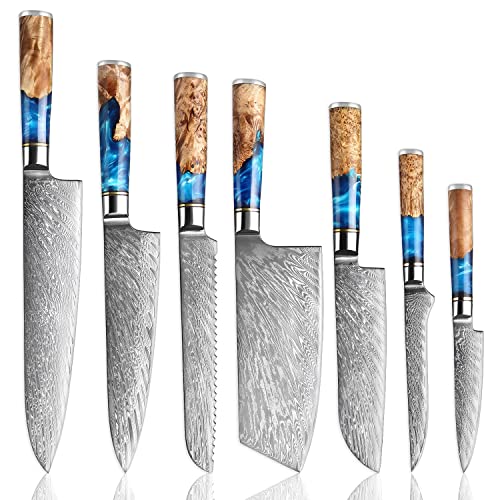 SENKEN Damascus Kitchen Knife Set - Tsunami Collection