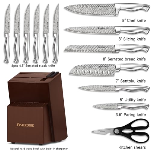 15-Piece Astercook Knife Set with Built-in Sharpener