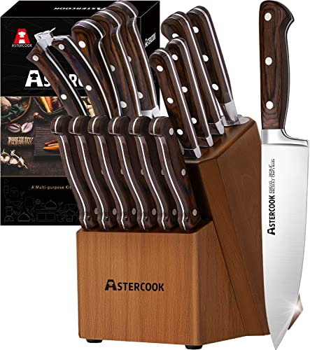 15-Piece Kitchen Knife Set with Block and Accessories