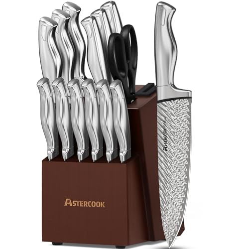 15-Piece Astercook Knife Set with Built-in Sharpener