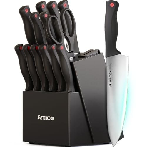 Astercook 15-Piece Kitchen Knife Set: High Carbon Stainless