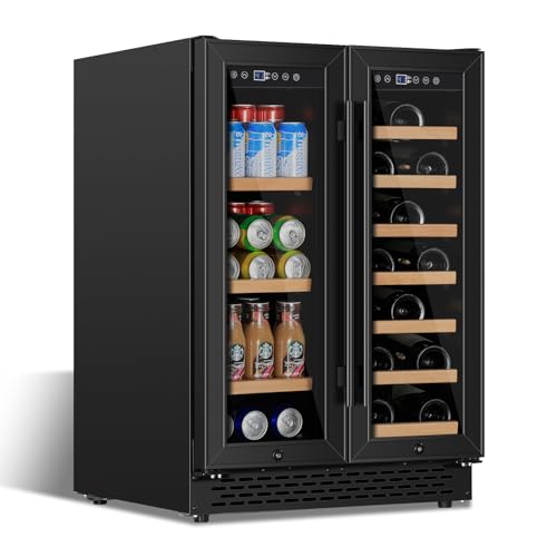 Dual Zone Wine Cooler for Drinks, Freestanding Stainless Steel