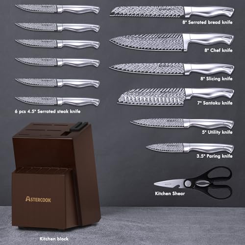 15-Piece Kitchen Knife Set with Built-In Sharpener Block