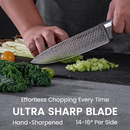 15-Piece Kitchen Knife Set with Built-In Sharpener Block
