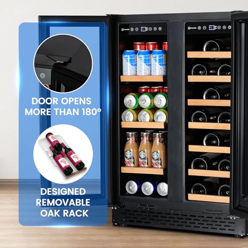 Dual Zone Wine Cooler for Drinks, Freestanding Stainless Steel