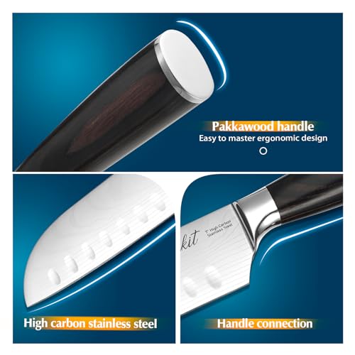 5pc Damascus Kitchen Knife Set with Pakkawood Handle