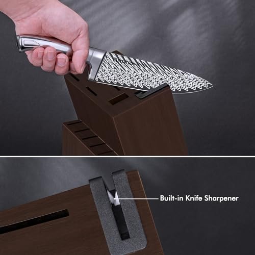 15-Piece Kitchen Knife Set with Built-In Sharpener Block