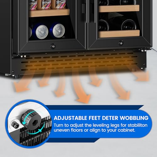 Dual Zone Wine Cooler for Drinks, Freestanding Stainless Steel