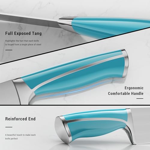 Emojoy 15-Piece Kitchen Knife Set with Sharpener Block