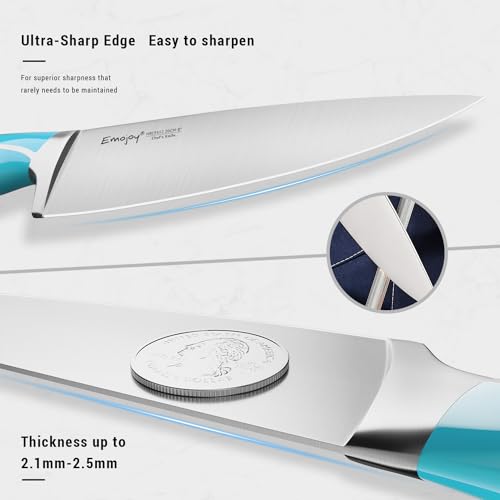 Emojoy 15-Piece Kitchen Knife Set with Sharpener Block