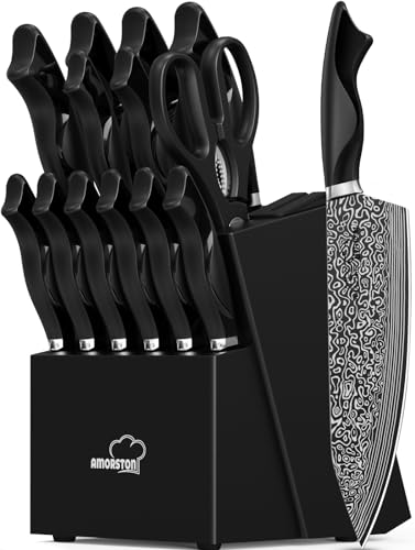 15 Piece Kitchen Knife Set with Built-In Sharpener