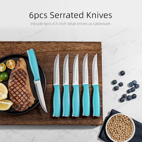 Emojoy 15-Piece Kitchen Knife Set with Sharpener Block