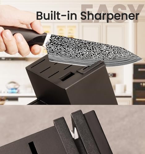 15 Piece Kitchen Knife Set with Built-In Sharpener