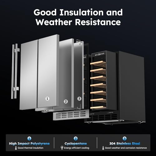 24" Outdoor Wine & Beverage Fridge, Dual Zone, Holds 20 Bottles & 57 Cans