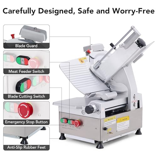 550W GARVEE Automatic Meat Slicer, 12" Carbon Blade
